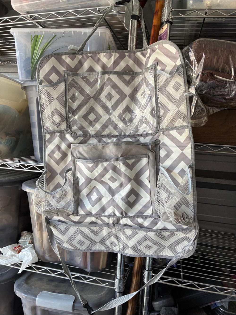 Car seat organizer Geometric Gray & White Over-the-Door Organizer - Home Storage